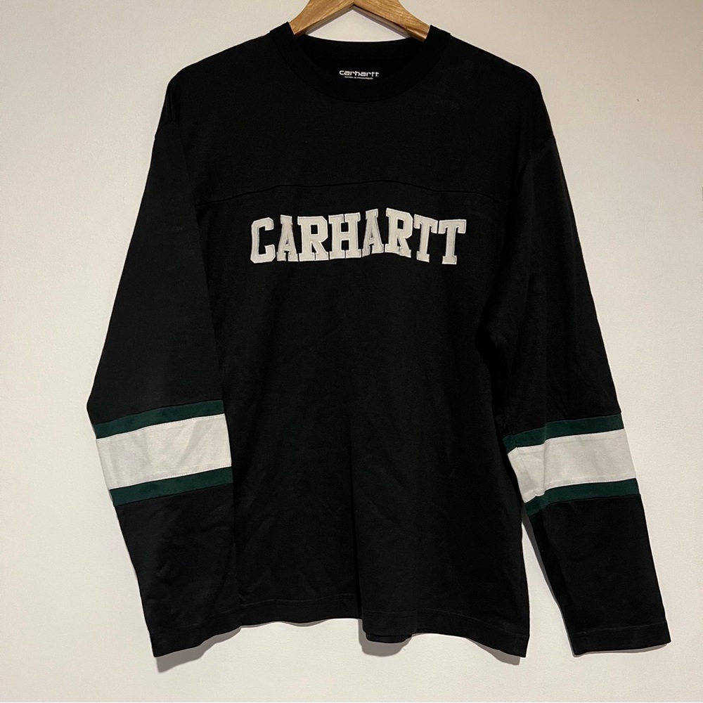 Carhartt WIP Black Long Sleeve with Green and White Accents